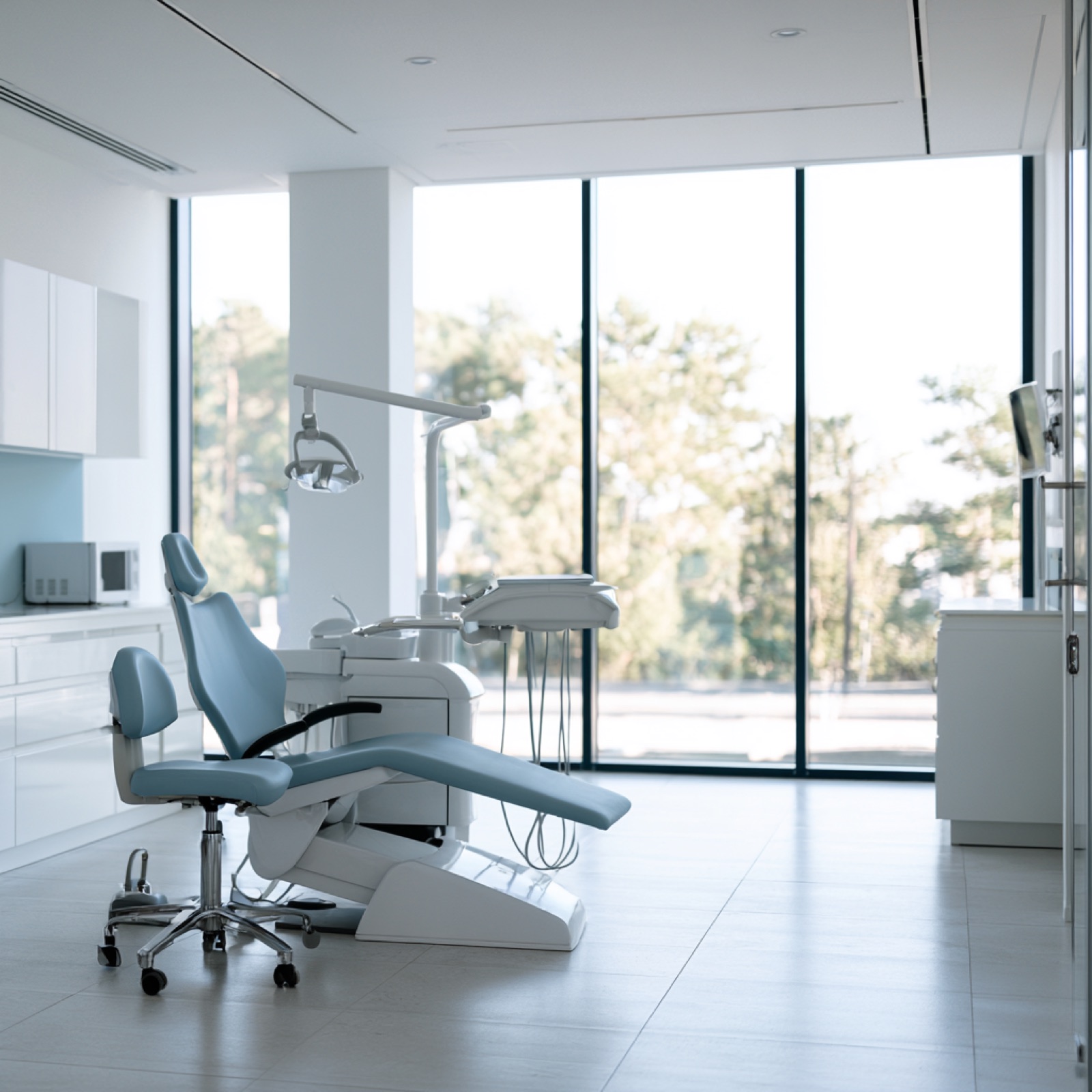 A bright dental treatment room